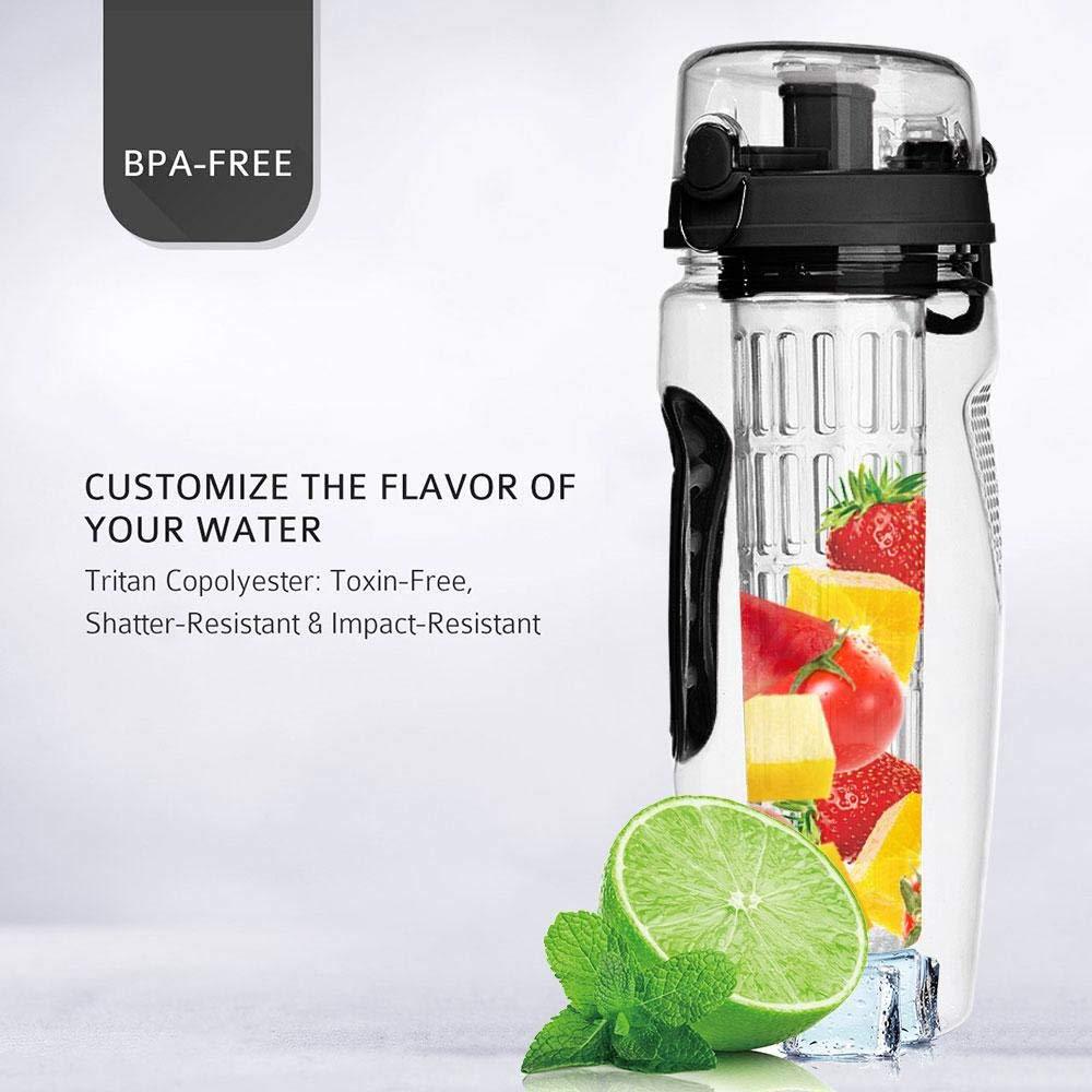 32oz Detox Fruit Infuser Water Bottle - Leakproof Tritan Sport Bottle for Gym & Travel